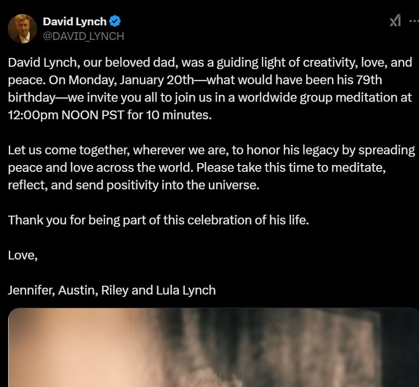 David Lynch remembers his children as a guide after his death