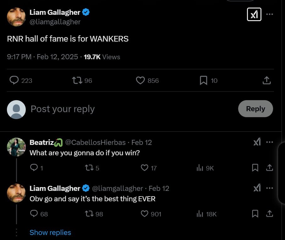 Liam Gallagher slaps temple of rock renown after the appointment of Oasis