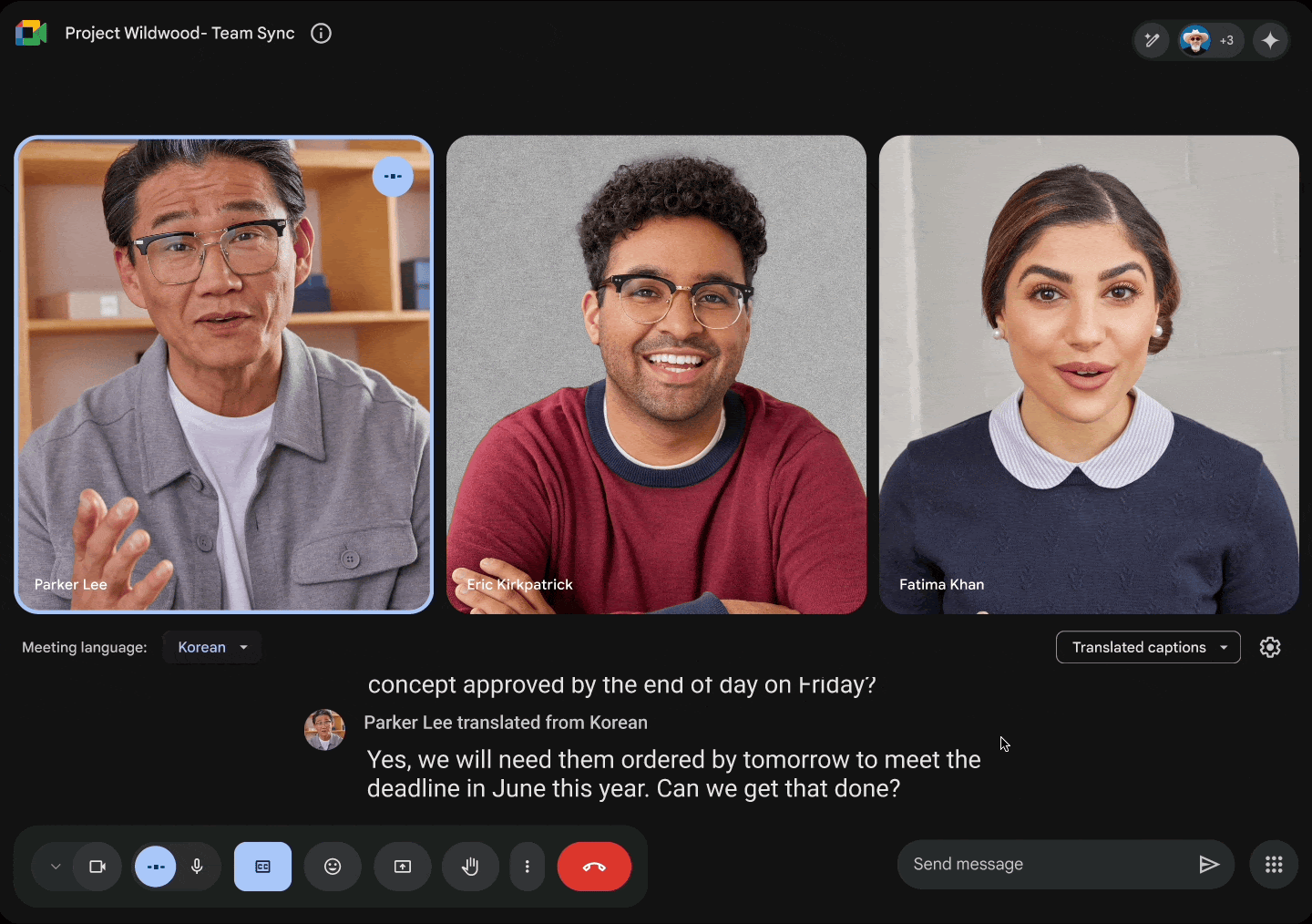 Google Meet scrolling via live legends
