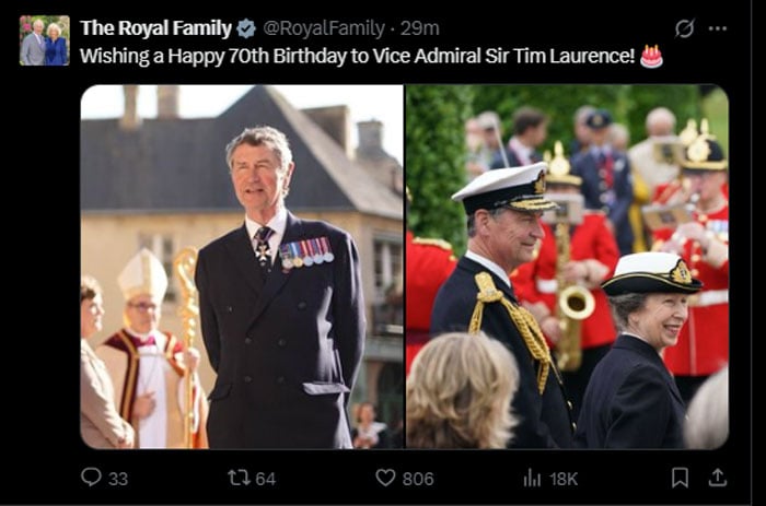 Buckingham Palace releases Princess Anne, Tim Laurence Photos on the special day