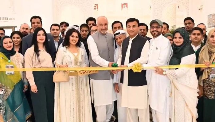 Ambassador Faisal Niaz Tirmizi inaugurates the exhibition to celebrate Pakistan Day. - Postpone