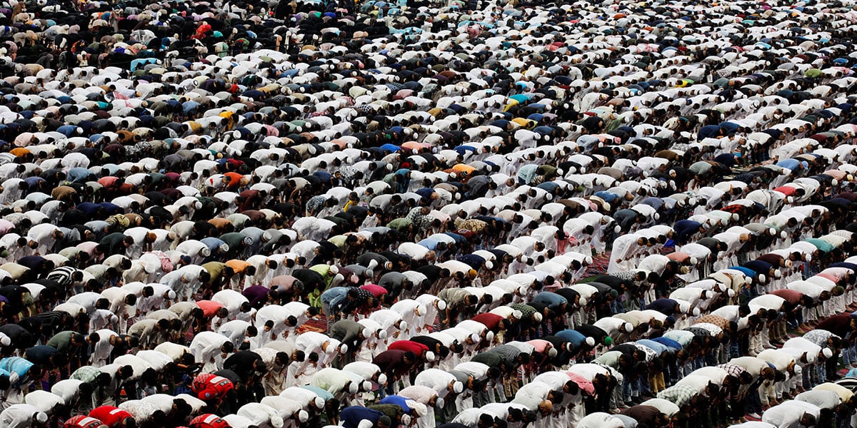 The faithful are seen during the prayer of Eid at the education stage in Al Rayyan, Qatar, March 30, 2025. - Reuters