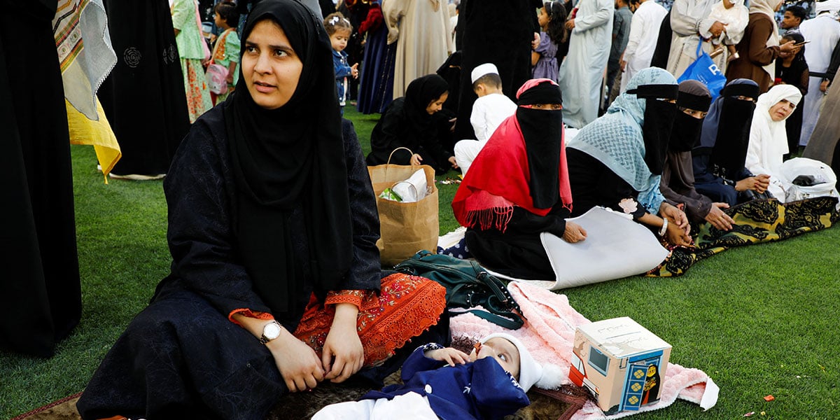We see women attending the prayer of the AID UL FITR at the Stadium of Education, in Al Rayyan, Qatar, March 30, 2025 - Reuters