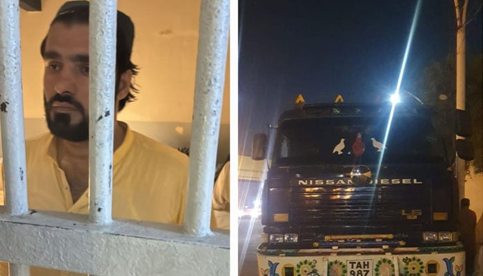 A collage showing the disassembly driver and the vehicle concerned by the Sharea Faisal incident. - Postpone