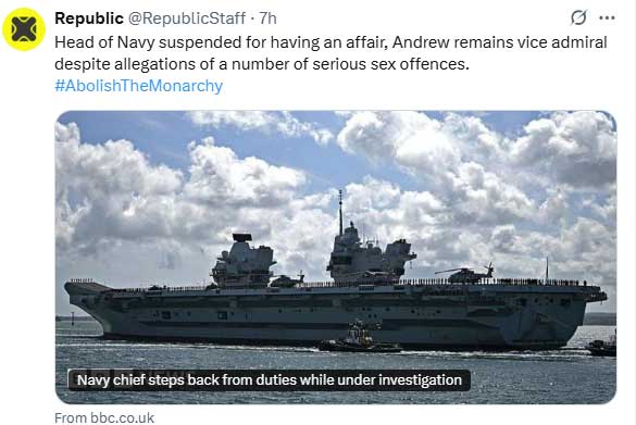 Prince Andrews ranks against a meticulous examination after the navy chief deleted