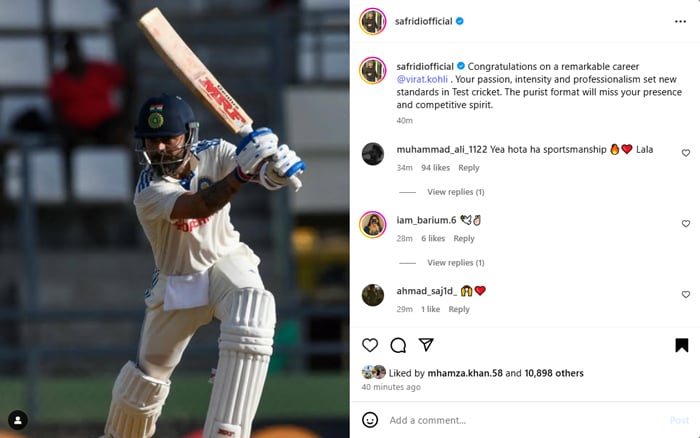 Shahid Afridi responds to the retirement of Virat Kohlis