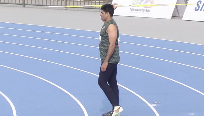 Arshad Nadeem is preparing to launch it at the 26th Asia Athletics Cha, Pionship 2025 final on May 31, 2025. - PK Press Club News