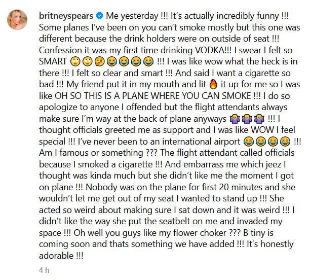 Britney Spears breaks the silence after the controversy of the plane