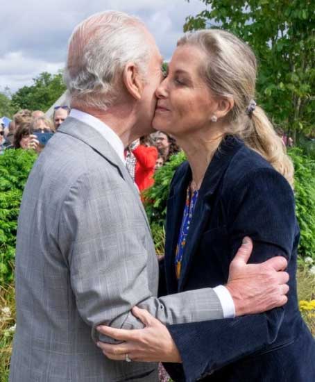 The Duchess Sophie kisses King Charles after a joint appearance with Prince William