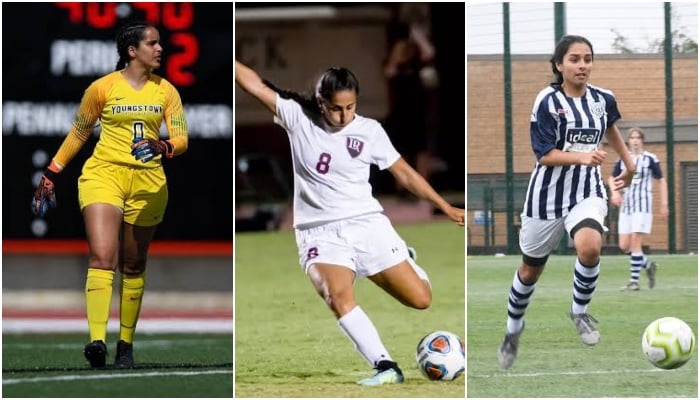 This combination of shows watch (from left to right) the goalkeeper based in Canada Zeeyana Jivraj, the Greek side of the upper division of Crete Aqsa Mushtaq and the striker for England West Bromwich Albion Mariam Mahmood. - Postpone