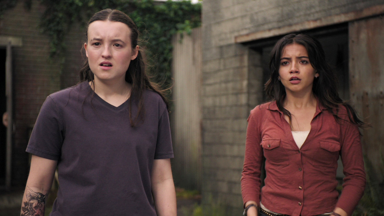 Ellie and Dina standing and looks shocked in the last season 2 episode 4