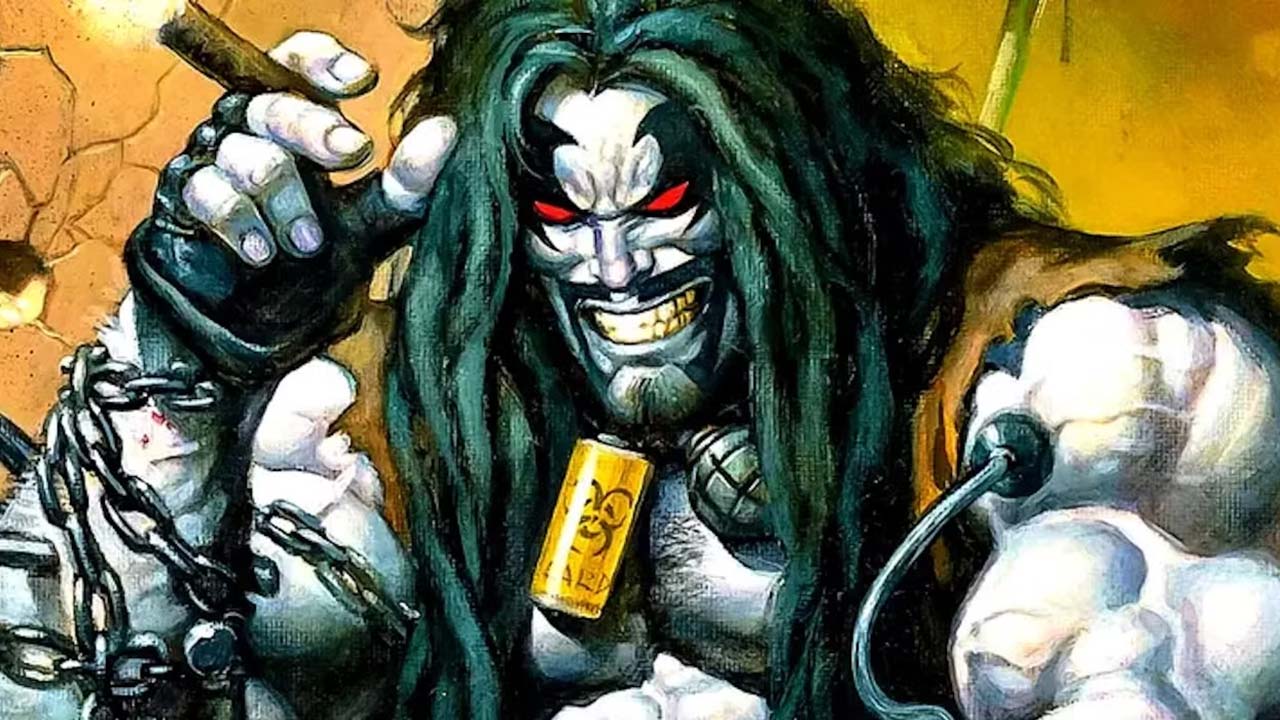 A lobo screenshot smiling and smoking a cigar in a DC comic strip