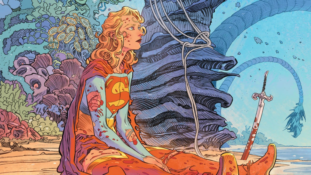 A zor-el screen capture seated in the series of comics by Tom King's Supergirl: Woman of Tomorrow