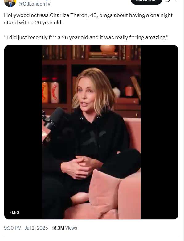 Charlize Theron faces the reaction on viral video