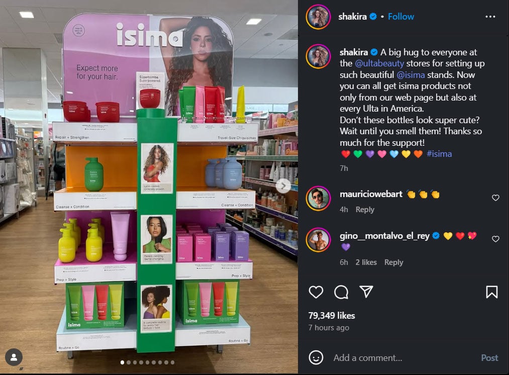 Shakira Raves of his brand of hair care on the Internet