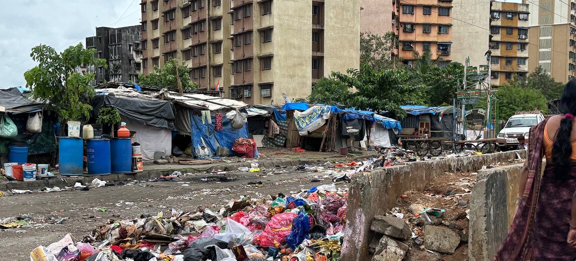 A building in an informal colony in Mumbai, India.