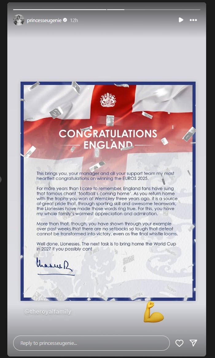Princess Eugenie reacts as King Charles issues a declaration after exciting news