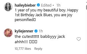Hailey Bieber on the moon on the Jacks Step Day Son
