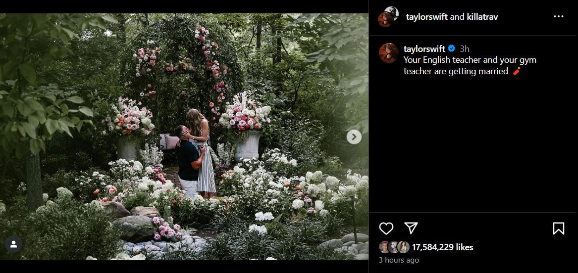 A close friend Snobs Taylor Swift on engagement?