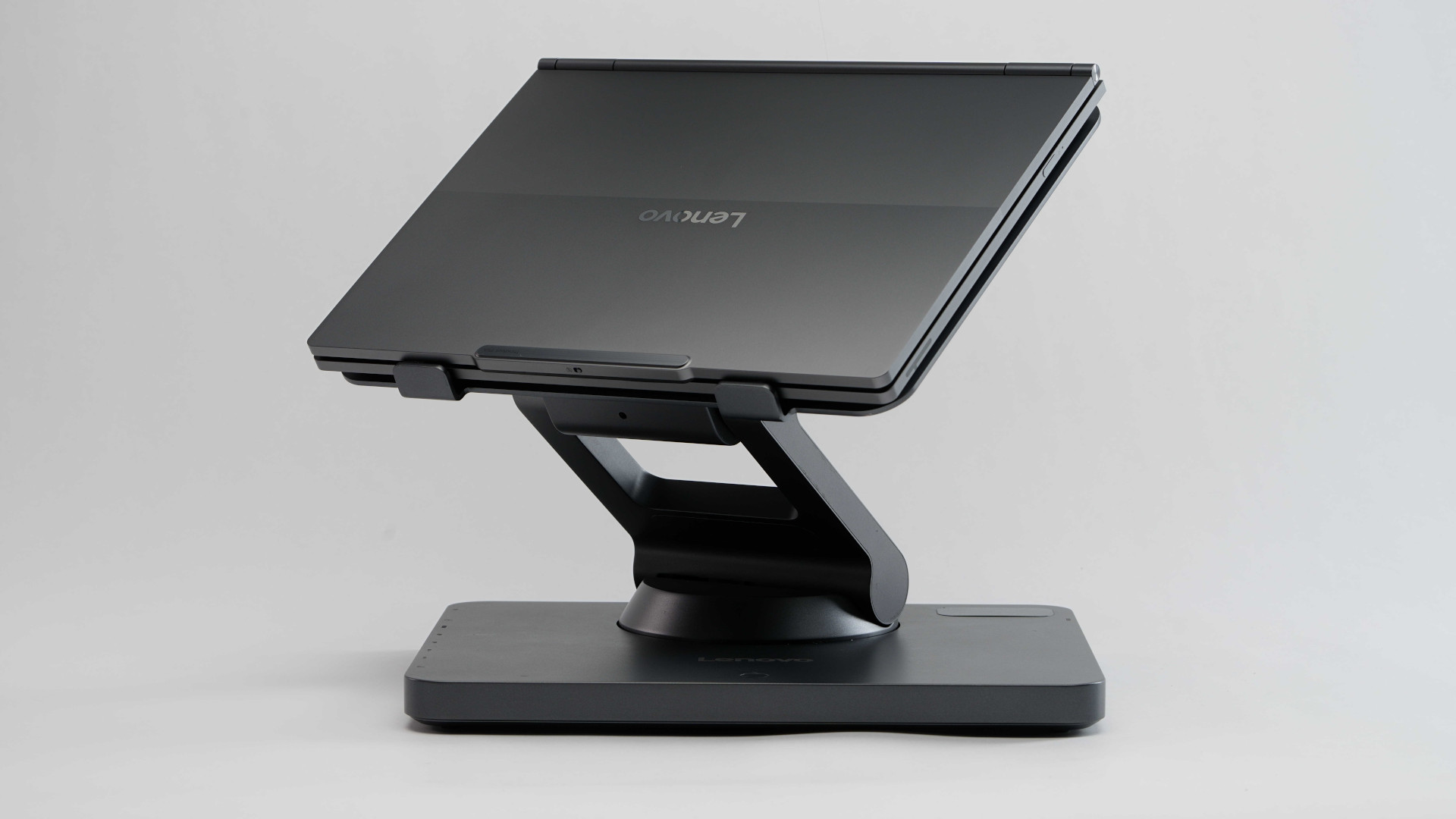 Lenovo intelligent movement concept stand illustrated with a laptop