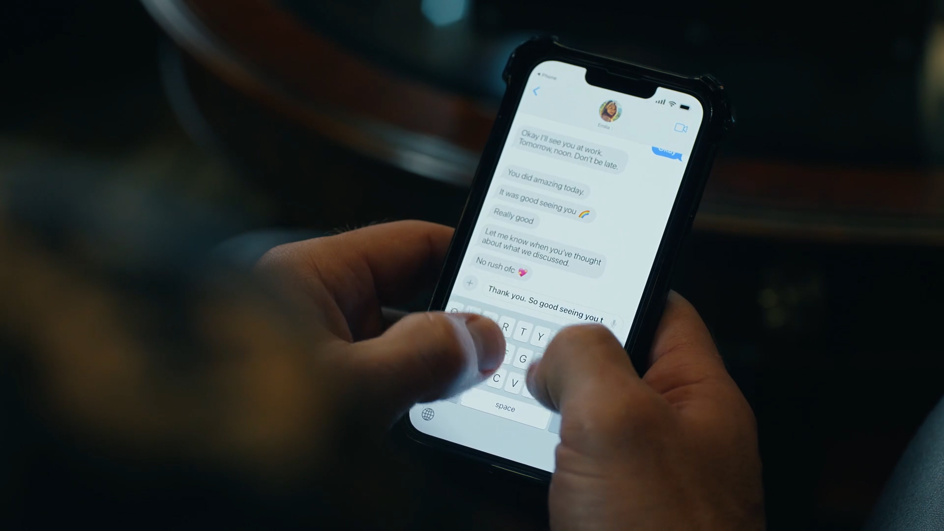 Chris Smith responding to a bunch of text messages from Emilia Harcourt 2 in Peacemaker Season 2 Episode 3