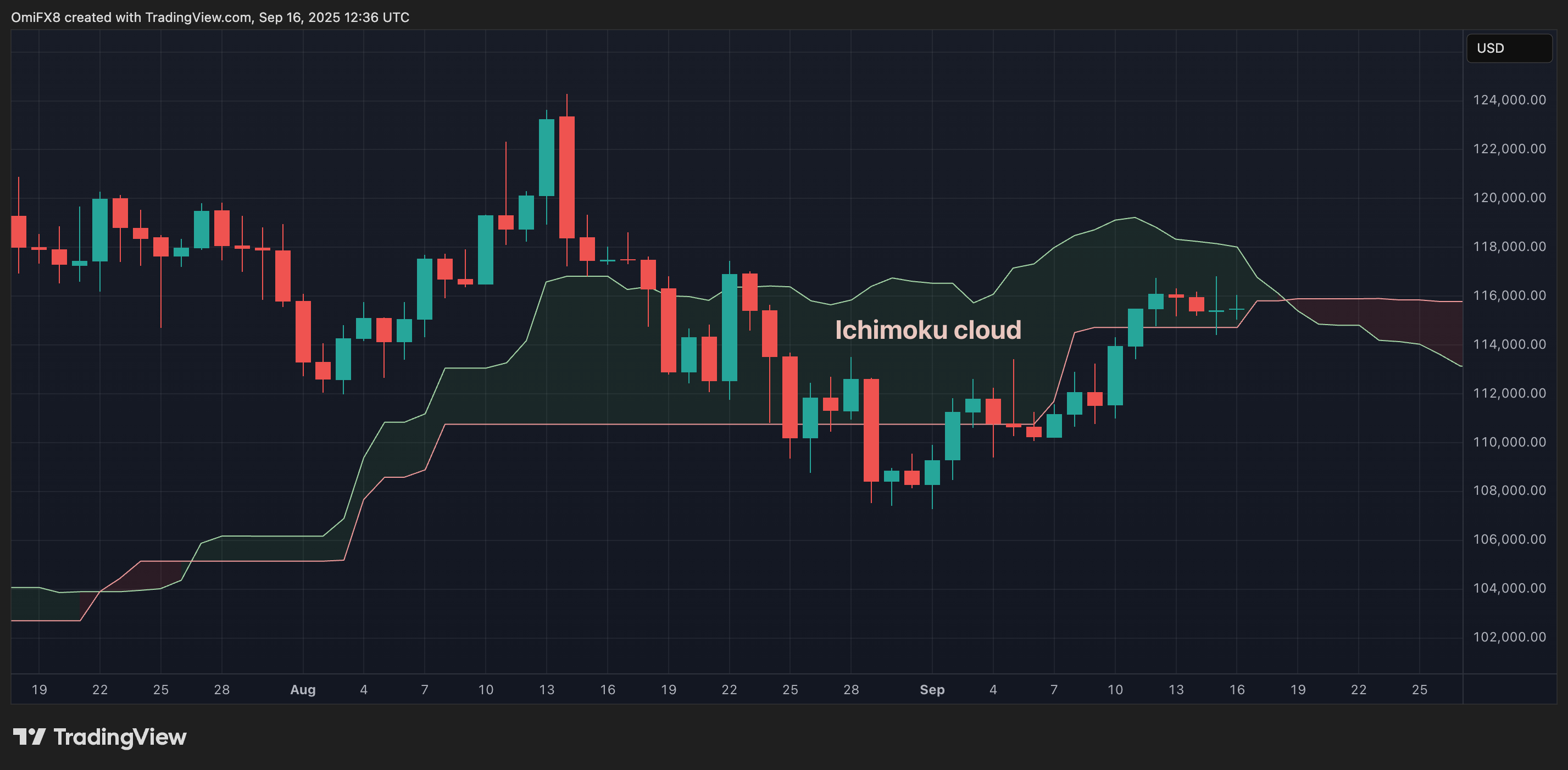 BTC daily table in candlestick format. (TradingView / Coindesk)