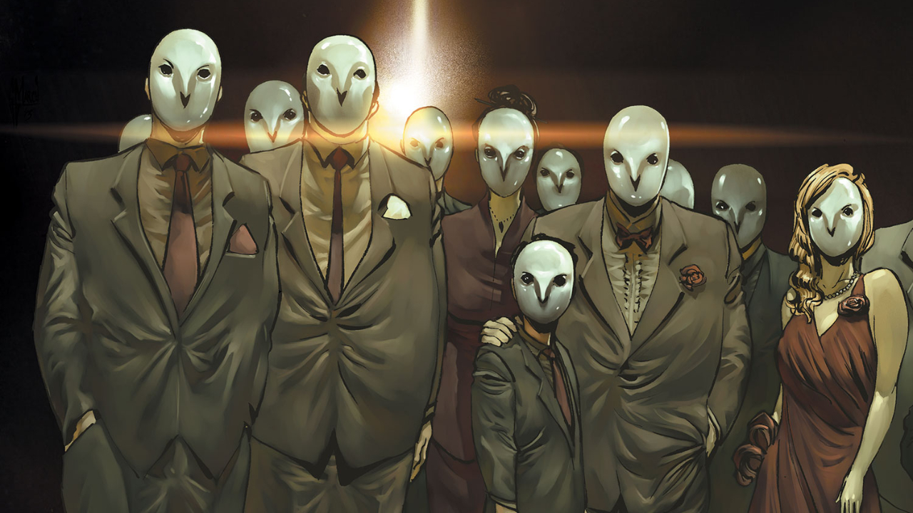 A screenshot of the nasty group called the OWLS court in a DC comic strip