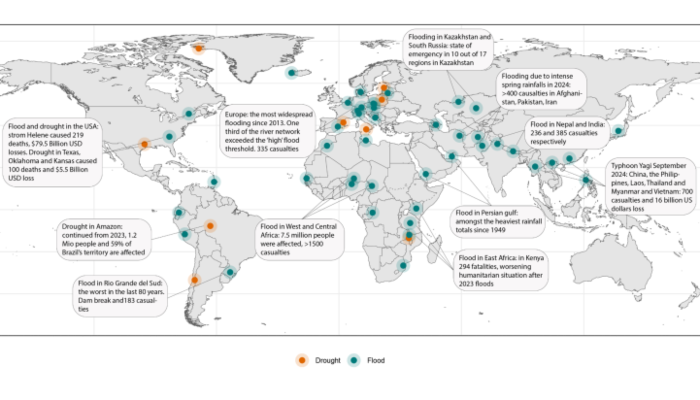 Selected of events with strong impact in 2024 - WMO