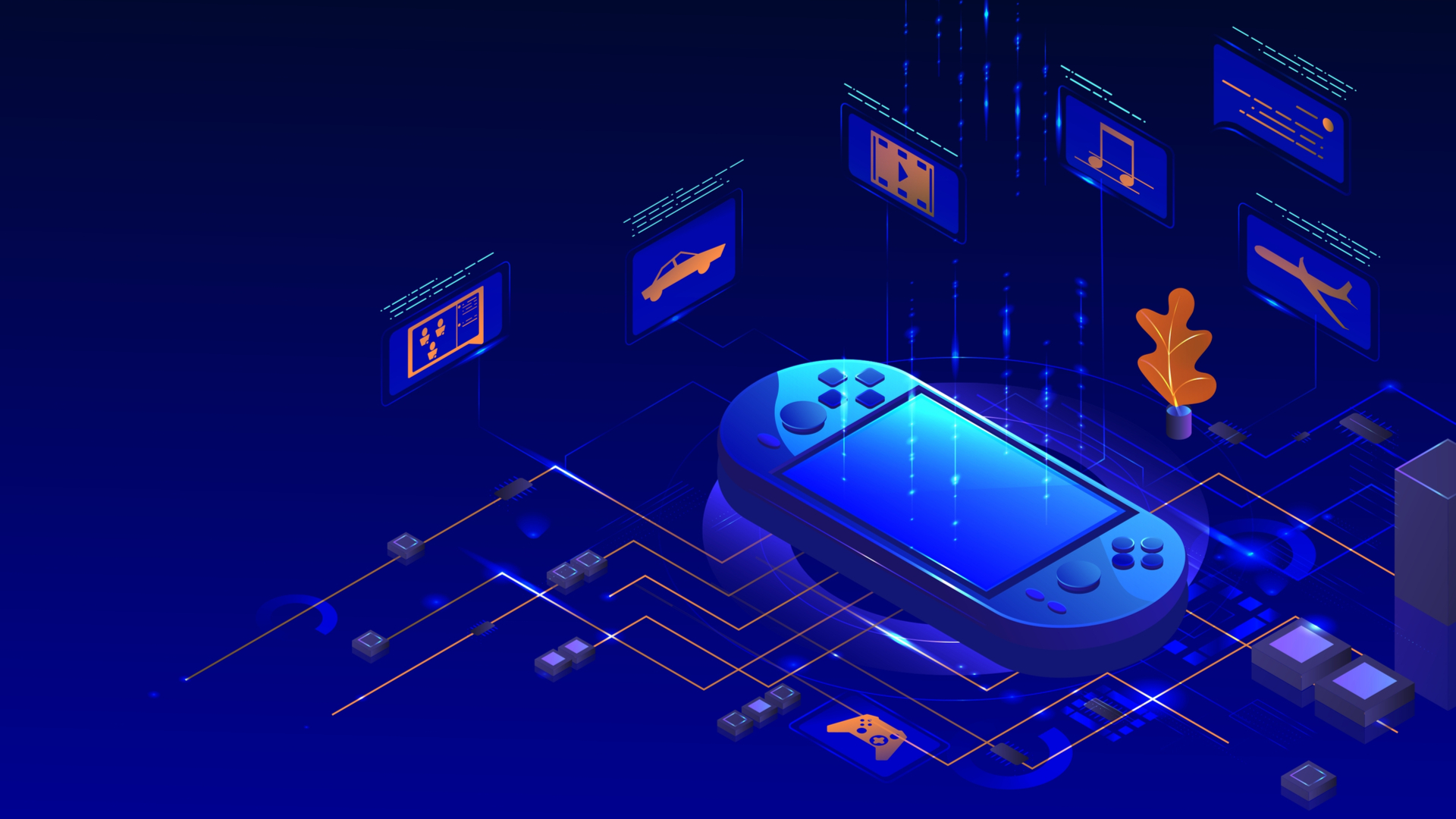 Vector isometric illustration of a portable game console