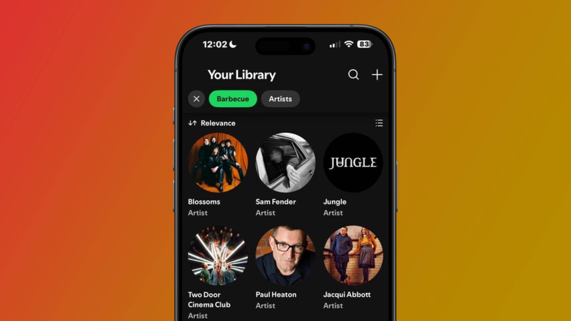 An image of & # 039; Barbecue & # 039; Preset in the new function of the smart filters of Spotify