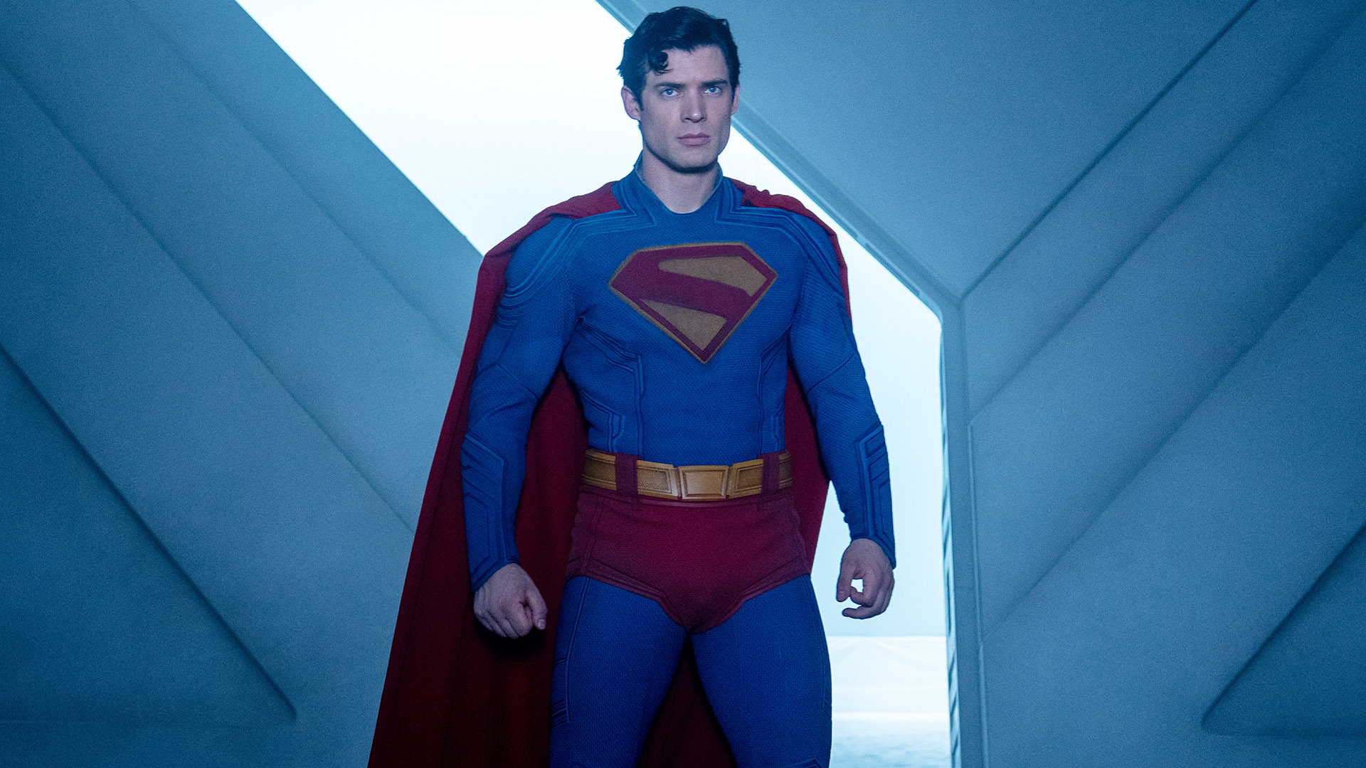 A Clark Kent with severe air standing in the fortress of loneliness in James Gunn's Superman film