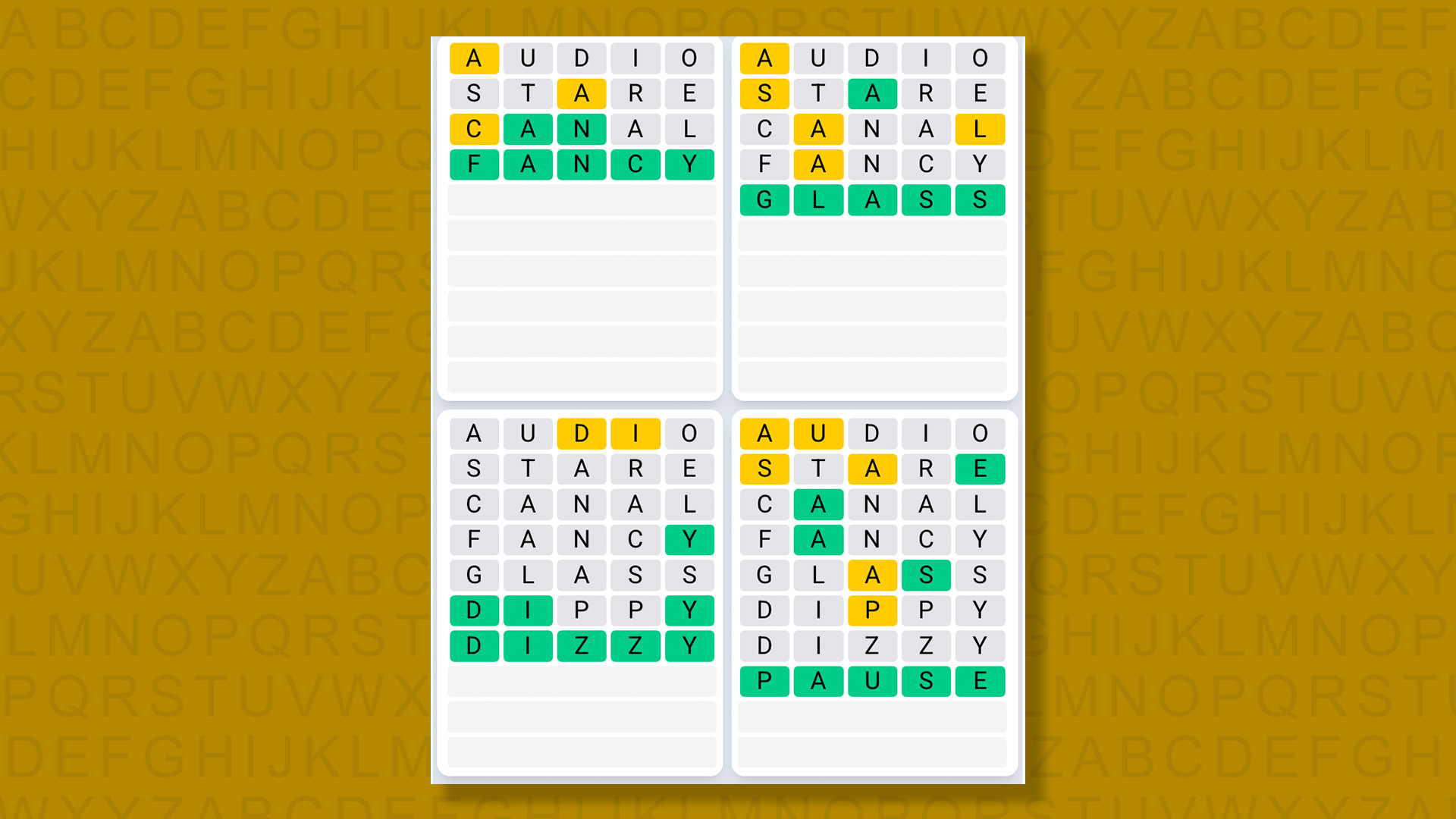 Quordle Daily Sequence answers for game 1357 on yellow background