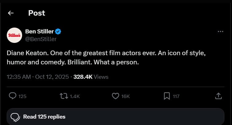 Hollywood reacts to Diane Keaton's death