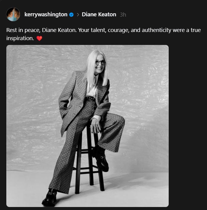 Hollywood reacts to Diane Keaton's death