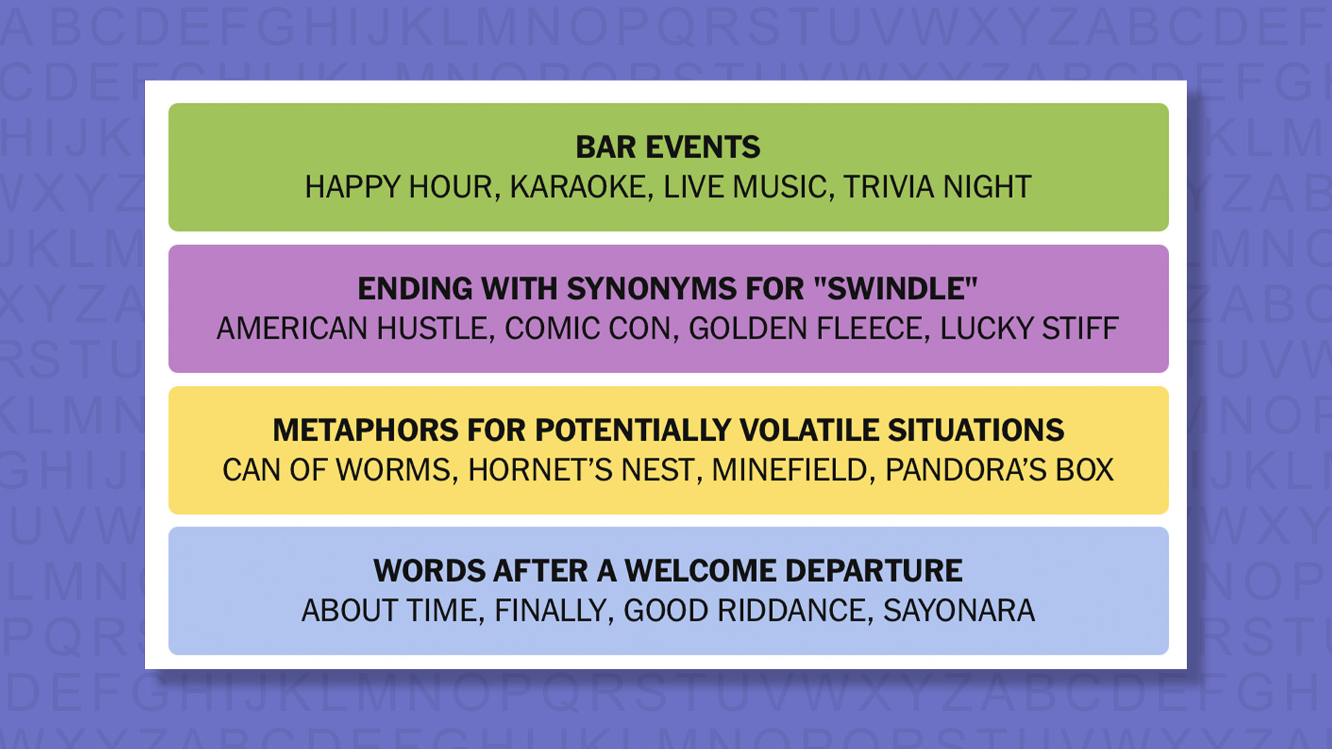 NYT Connections answers for game 855 on purple background