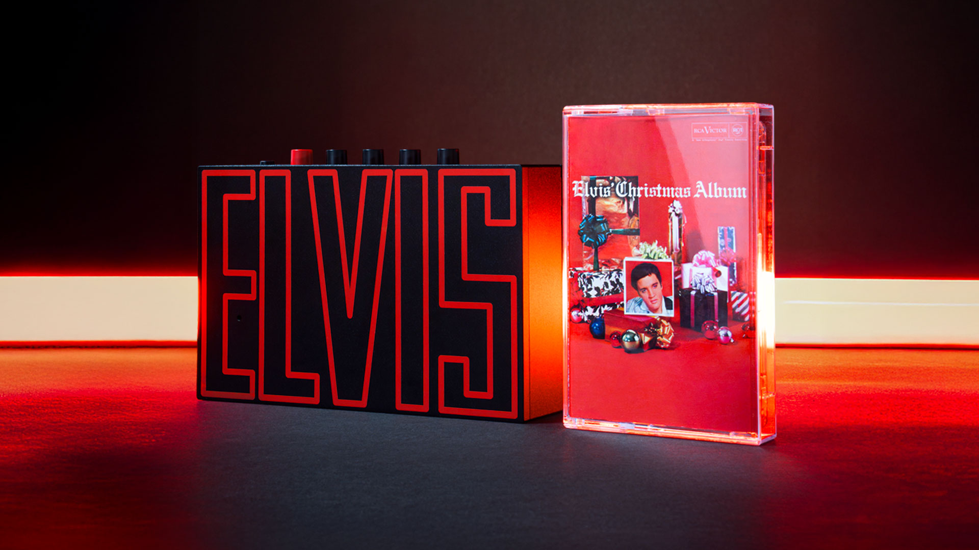 The Elvis themed cassette player from We Are Rewind and the exclusive reissue of the 1957 Elvis cassette player. Christmas album cassette