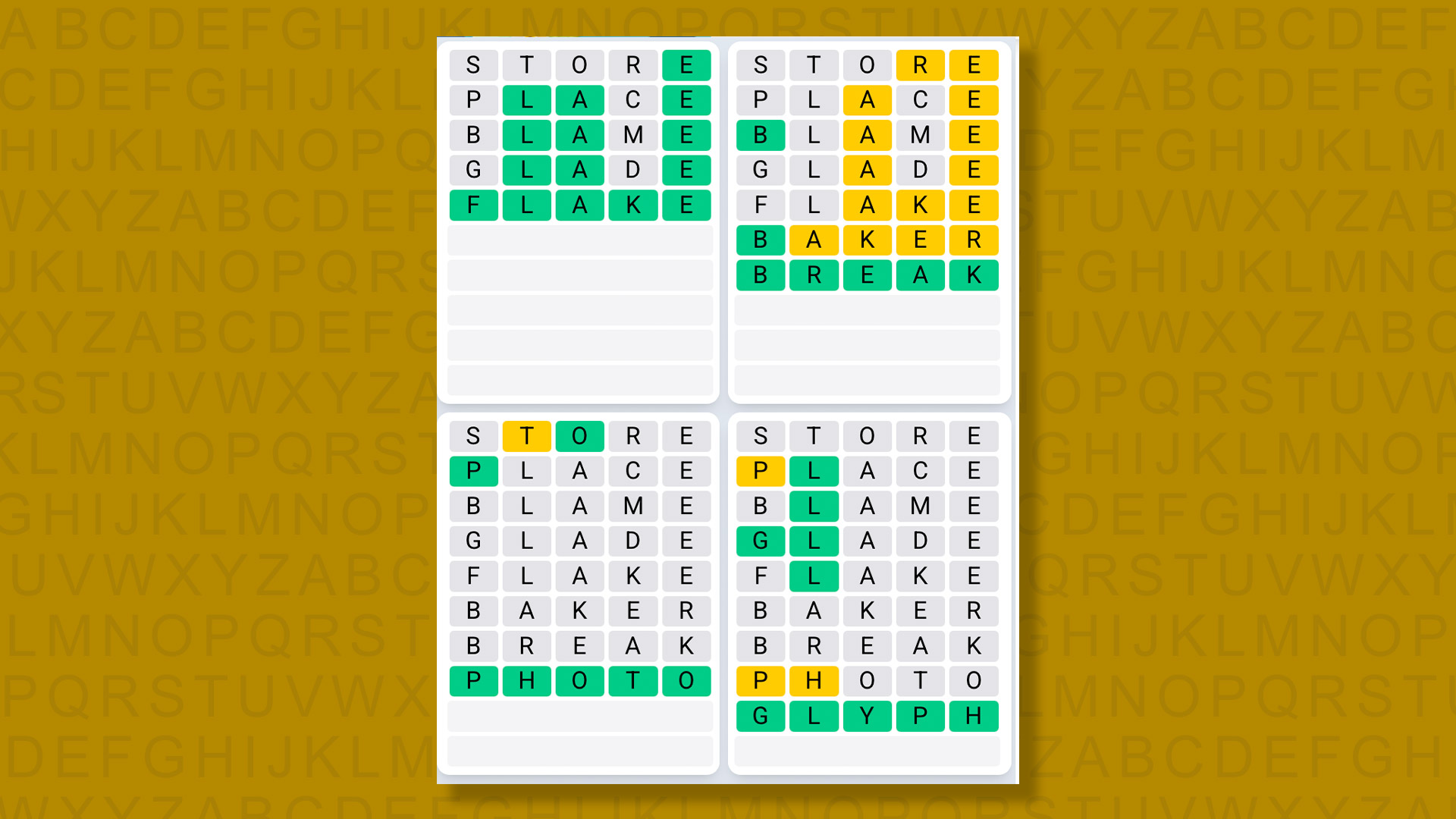 Quordle Daily Sequence answers for game 1363 on yellow background