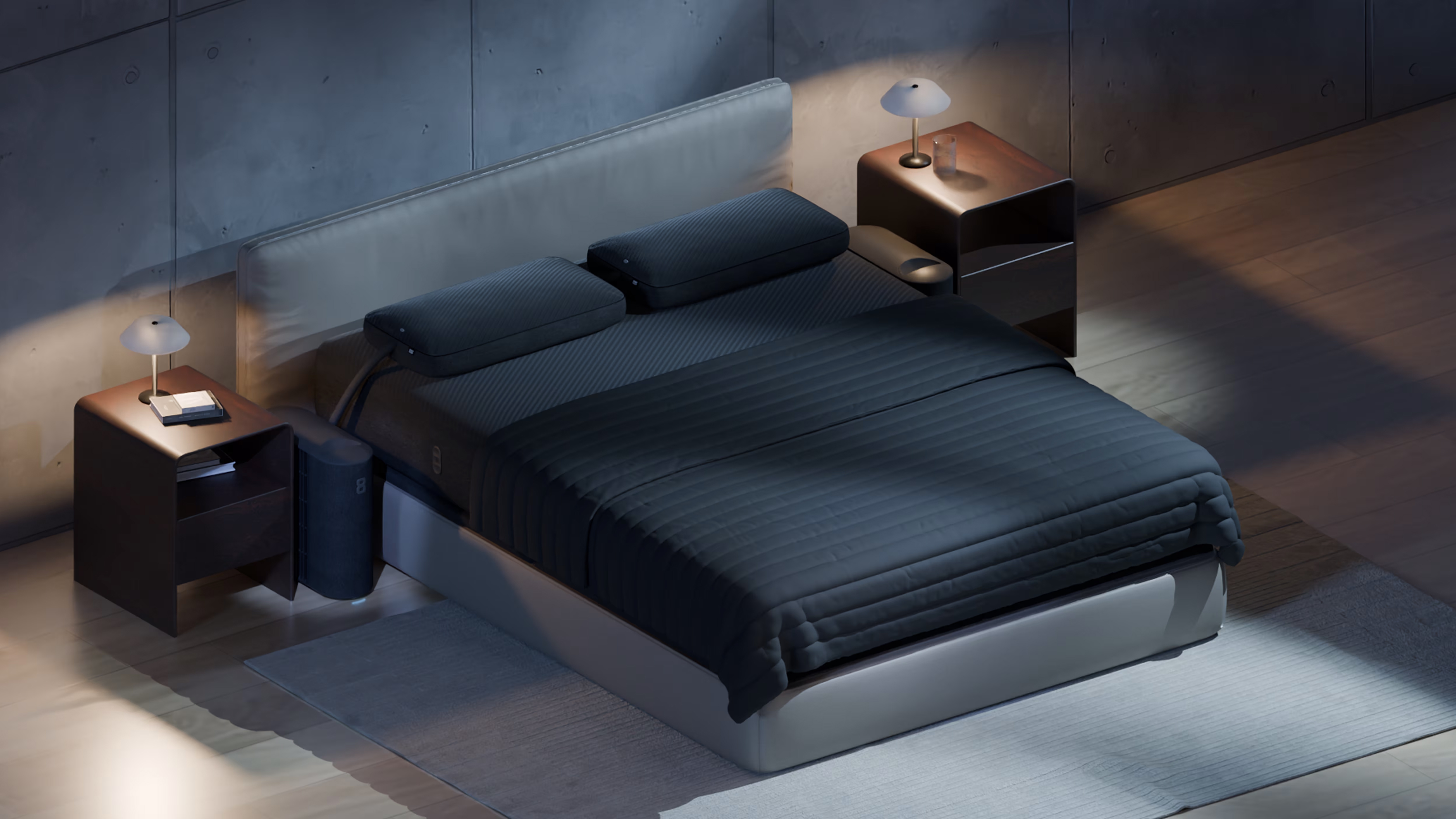 A mattress and an Eight Sleep bed in a bedroom