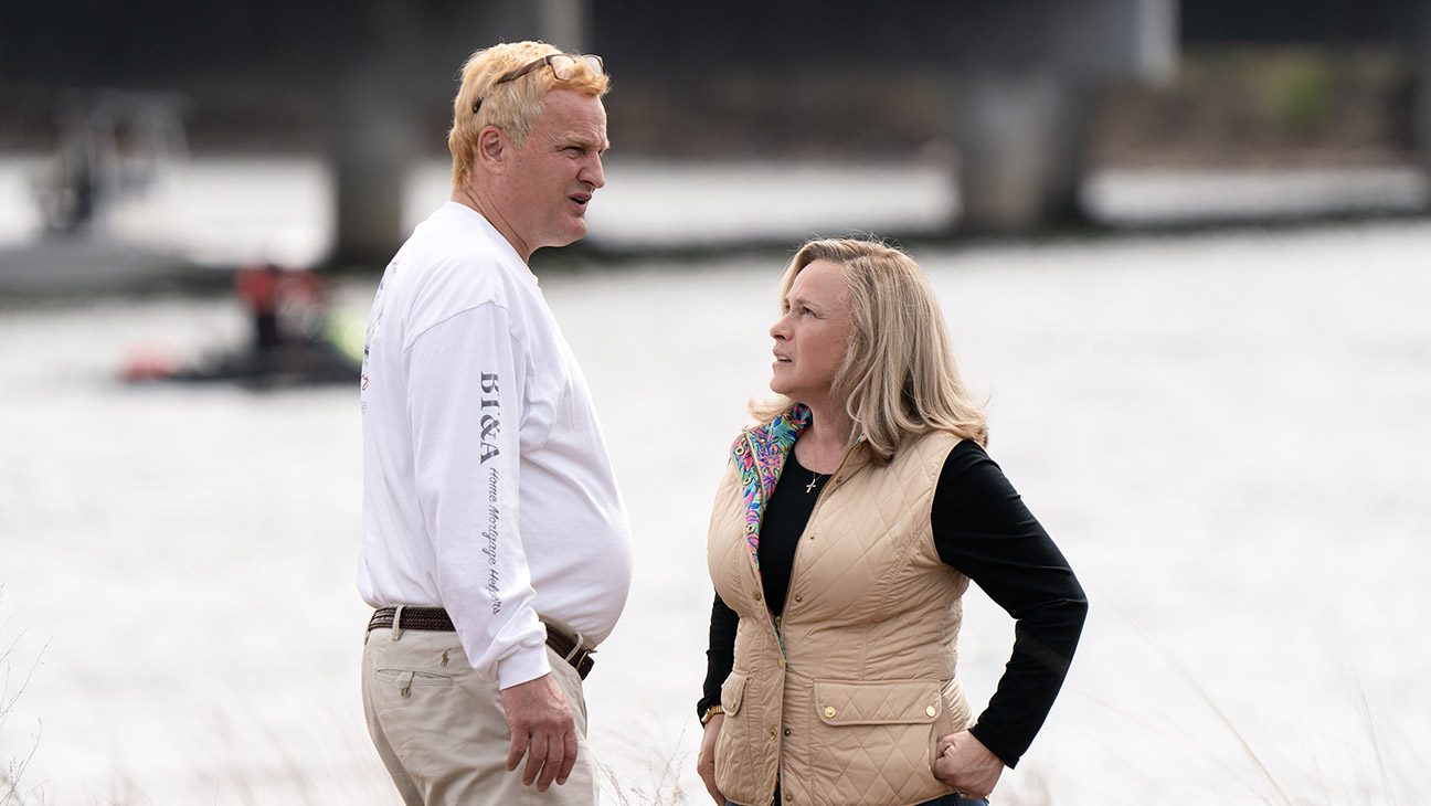 Jason Clarke and Patricia Arquette in a photo from Murdaugh: Death in the Family