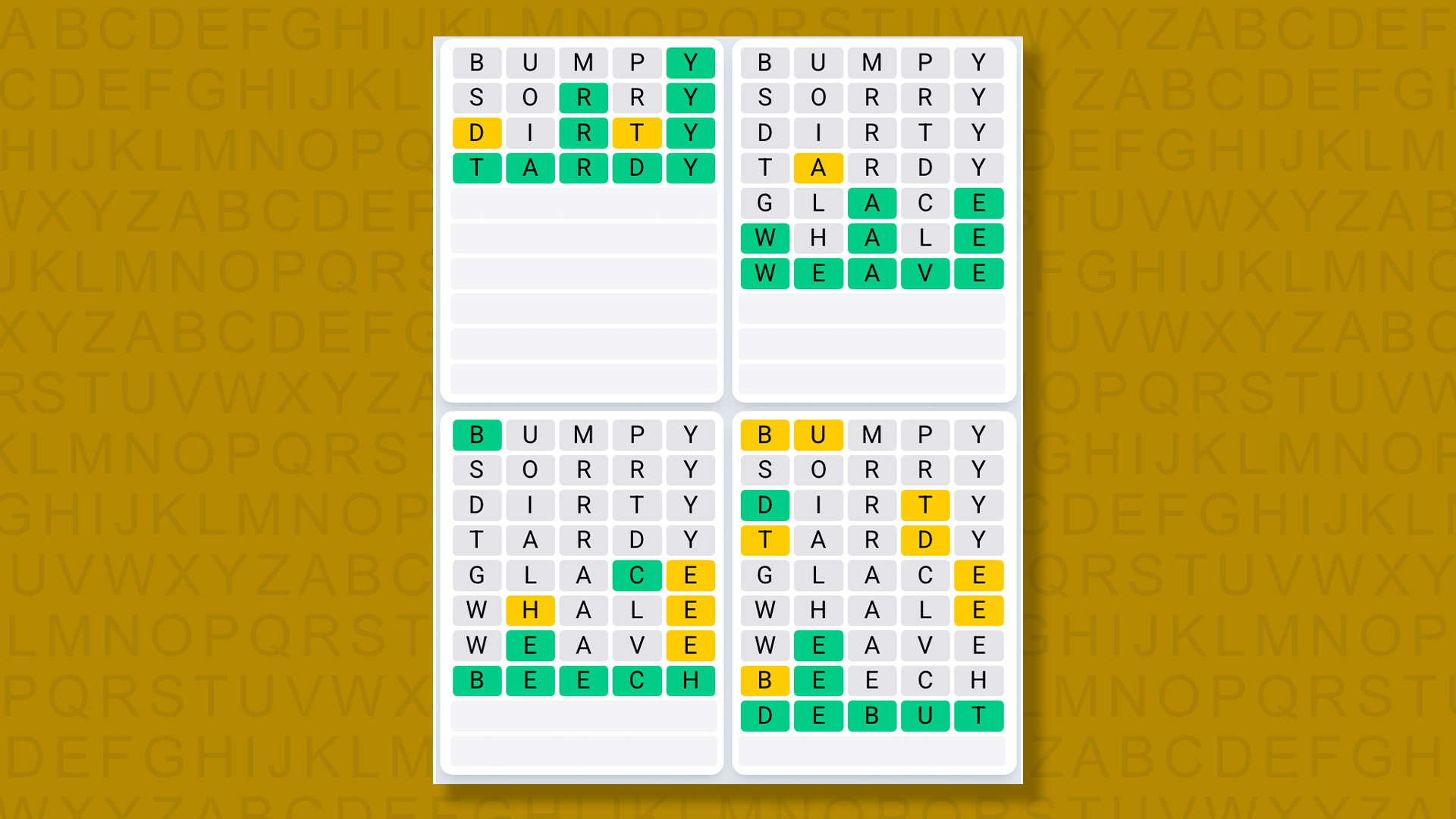 Quordle Daily Sequence answers for game 1370 on yellow background