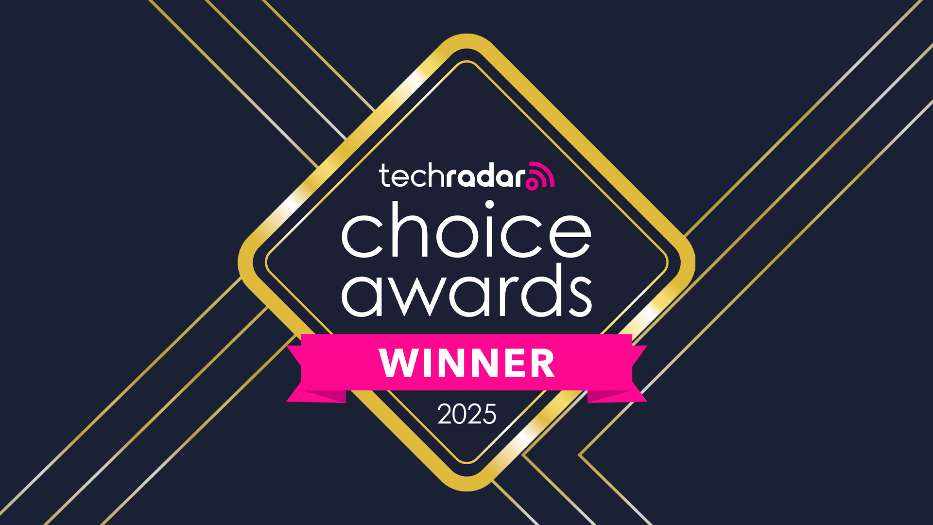 A gold logo denoting the winners of the 2025 TechRadar Choice Awards