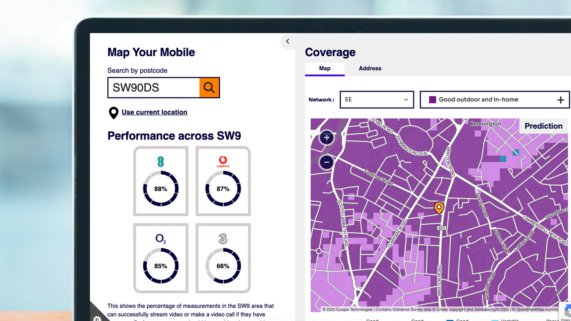 A laptop screen displaying the Map Your Mobile tool