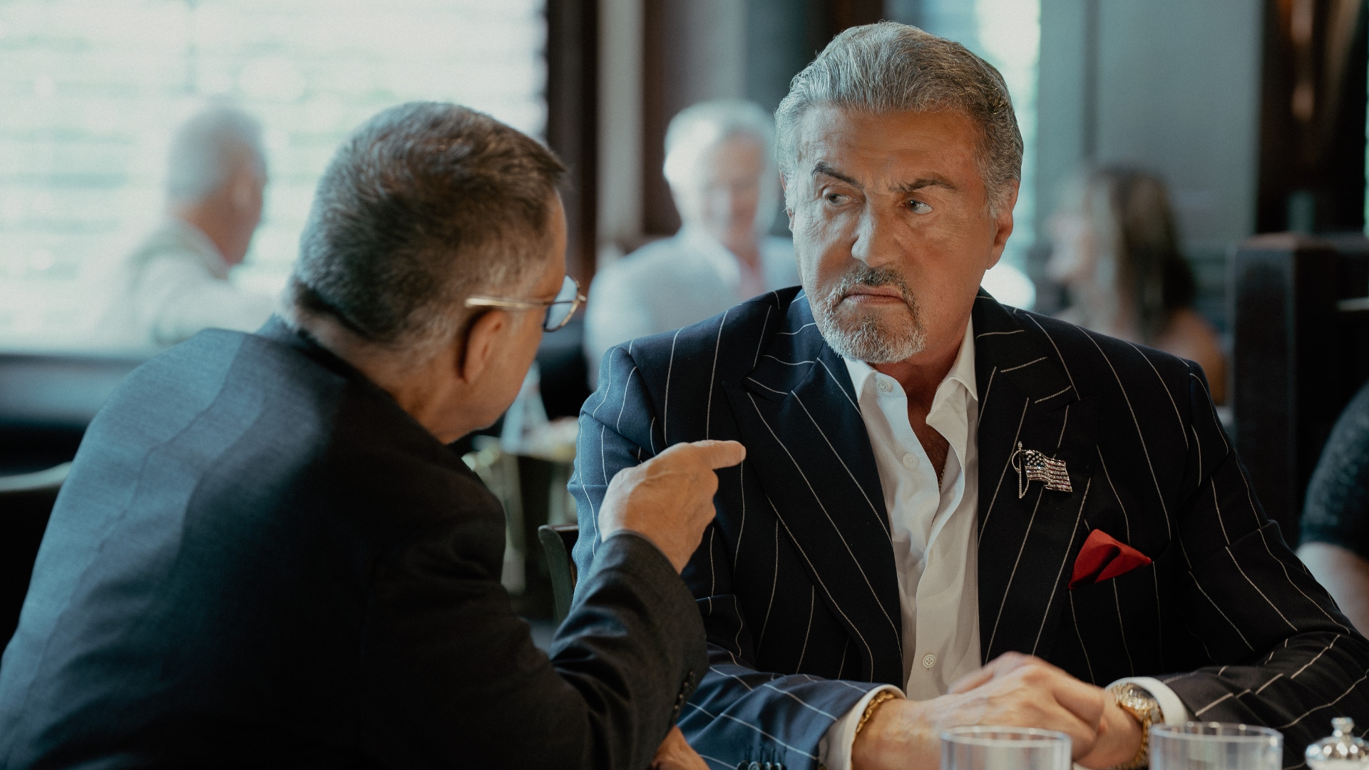 Dwight has a meal in season 3 of Tulsa King