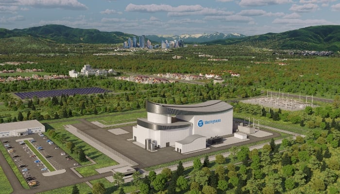 An artist's rendering shows Westinghouse's AP300 small modular nuclear reactor, which the company officially unveiled on May 4, 2023, and hopes will be built in the United States and around the world. -Reuters