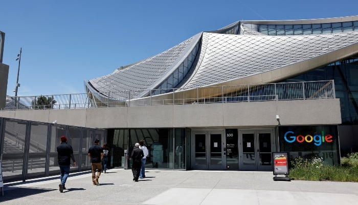 An exterior view of the BV100 building, during a tour of Google's new Bay View campus in Mountain View, California, the United States, May 16, 2022. Picture taken May 16, 2022. — Reuters