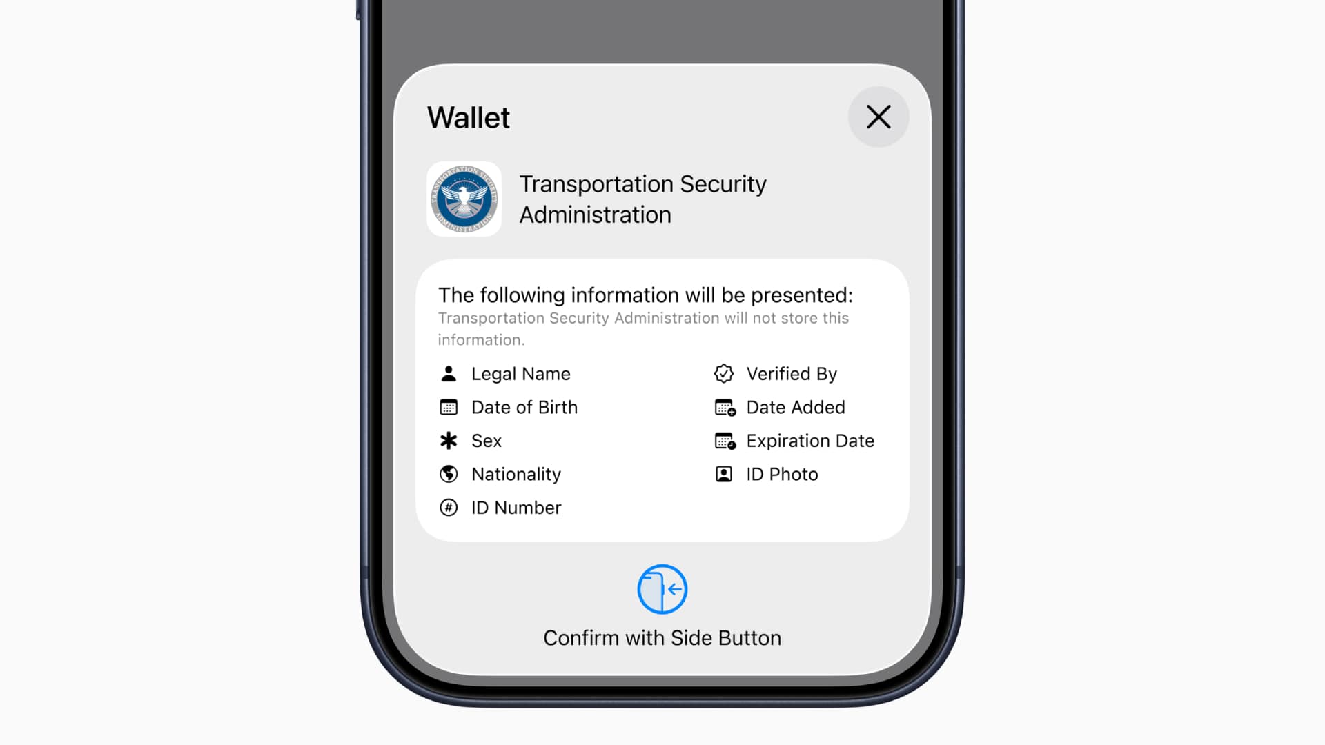 The digital ID feature in the Apple Wallet app on an iPhone.