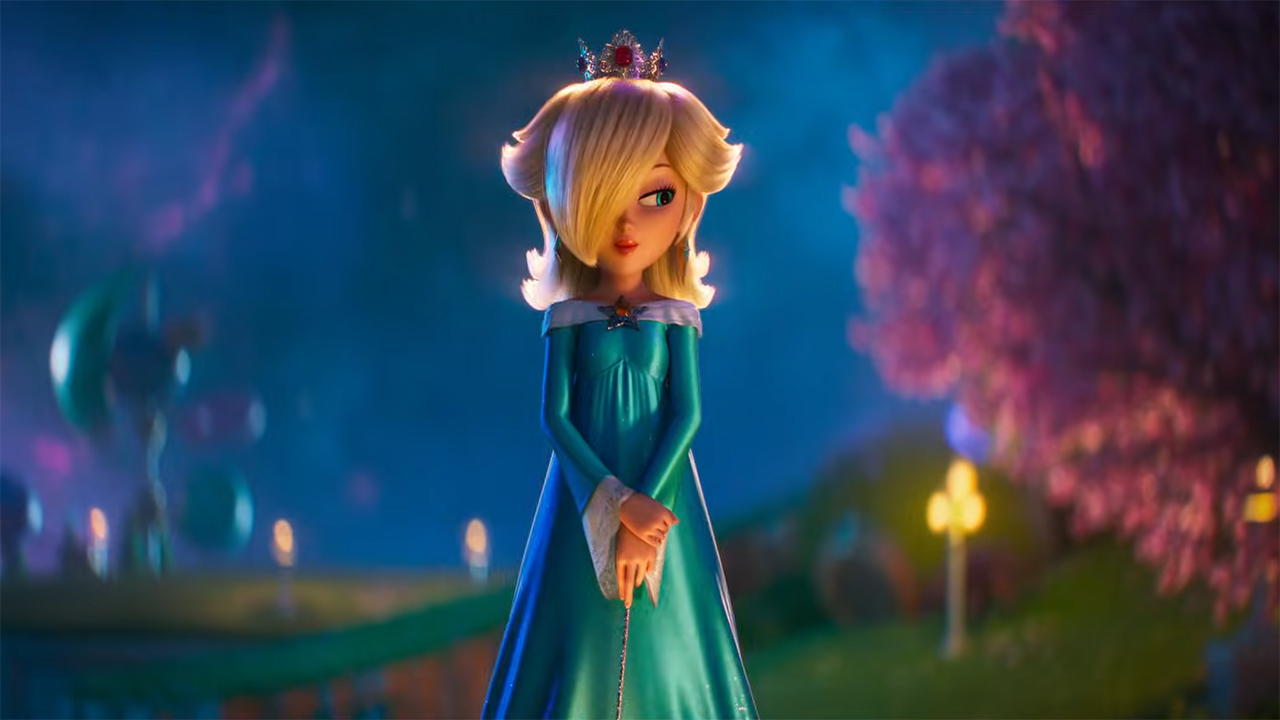 Rosalina looks pleased with herself at night in the Super Mario Galaxy movie