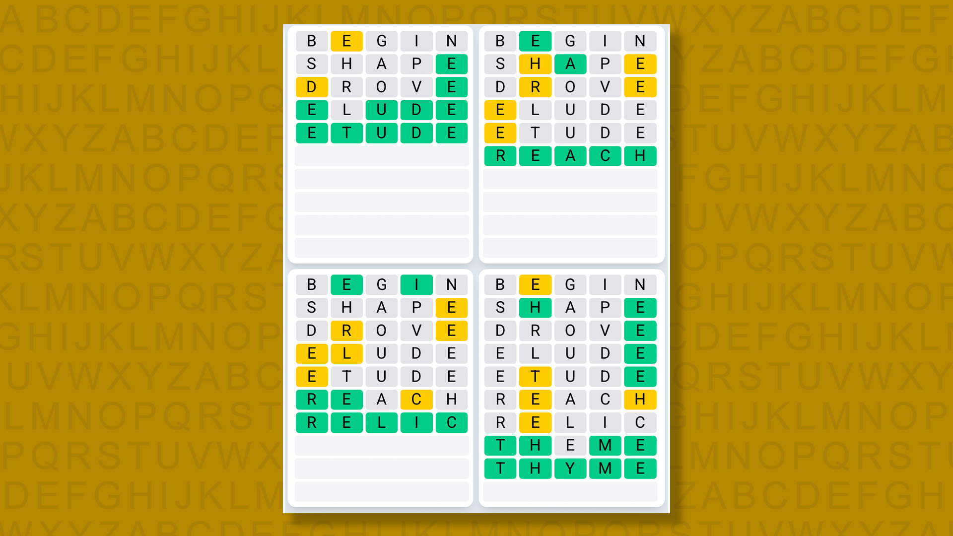 Quordle Daily Sequence answers for game 1395 on yellow background
