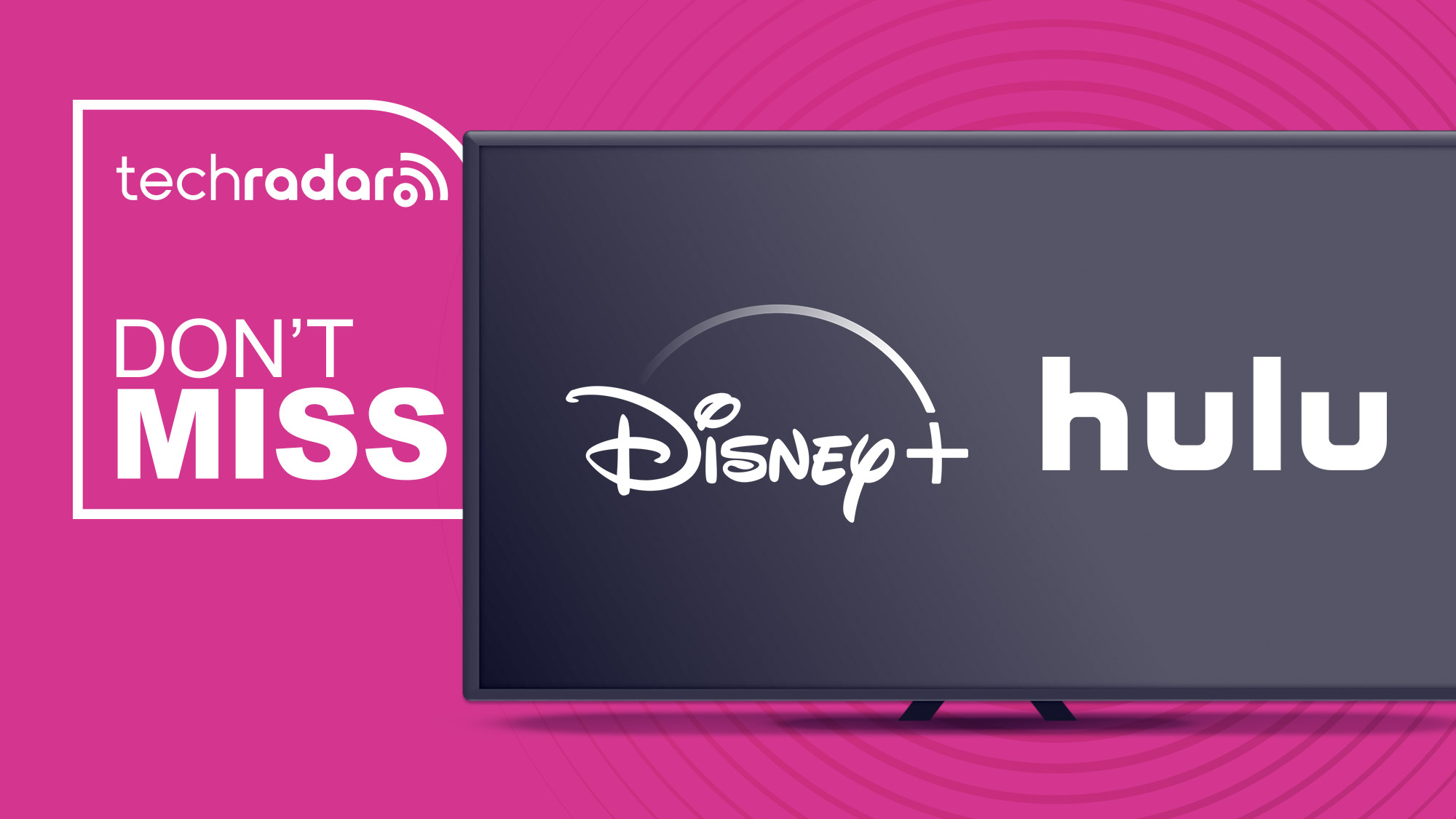 A TV with the Disney Plus and Hulu logos displayed next to the words “must see”