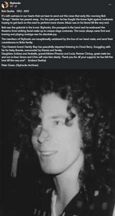 Skyhooks guitarist Bob' Bongo Starkie dies at 73